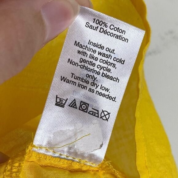 J. Crew Yellow & White Cross Stitch Embroidered Peasant Peplum Blouse Top Size 2 - Picture 7 of 7